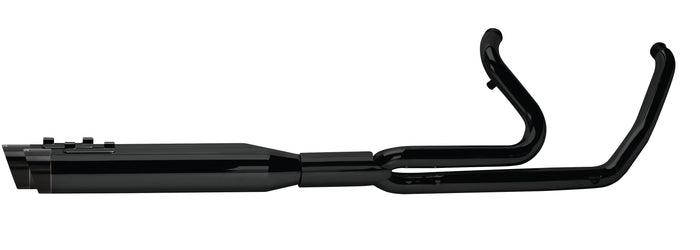 (2017+) Touring 2-into-1 Ghost Full System - Black w/ Black Slash-Cut Endcap - Two Brothers Racing