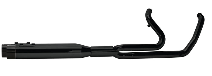 (2017+) Touring 2-into-1 Ghost Full System - Black w/ Black Aluminum Endcap - Two Brothers Racing