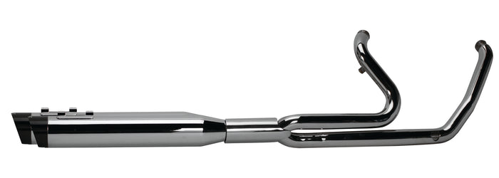 (2017+) Touring 2-into-1 Ghost Full System - Chrome w/ Black Slash-Cut Endcap - Two Brothers Racing