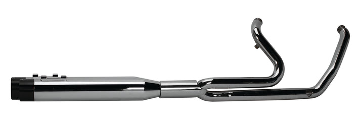 (2017+) Touring 2-into-1 Ghost Full System - Chrome w/ Black Aluminum Endcap - Two Brothers Racing