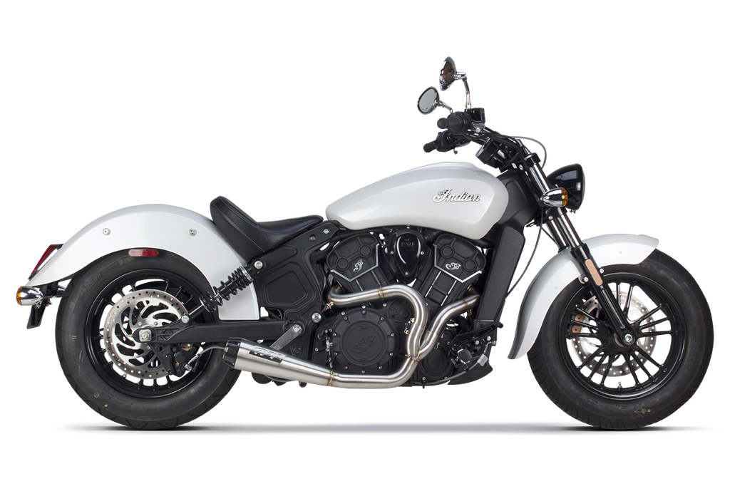 Indian Scout (2015+) Comp-S 2-1 Ceramic Black w/ Carbon Fiber Endcap Full System - Two Brothers Racing