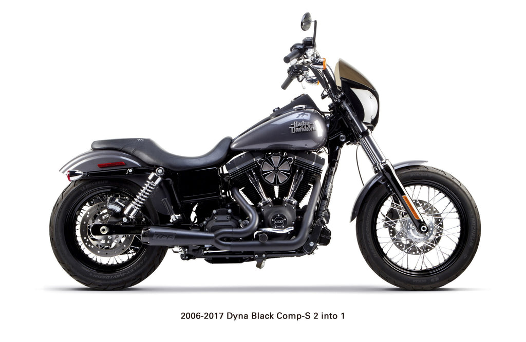Harley Davidson Dyna (2006-2017) Comp-S 2-1 Ceramic Black - Part Number 005-3750199-B (-XB) - Two Brothers Racing