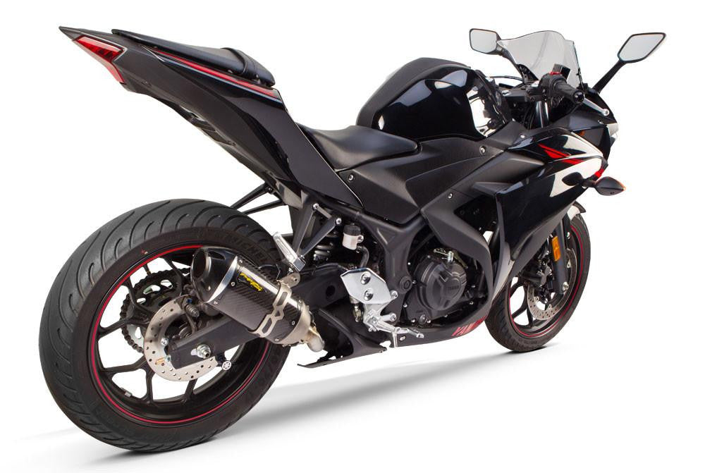 Yamaha R3 (2015-2024) / MT03 (2020-2021) S1R 3K Black Carbon Slip-On - Part Number 005-4160405-S1B - Two Brothers Racing