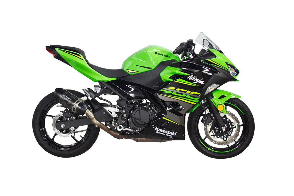 Kawasaki (18+) Ninja 400 / (19+) Z400 S1R 3K Black Carbon Slip-On System - Part Number 005-5060405-S1B - Two Brothers Racing